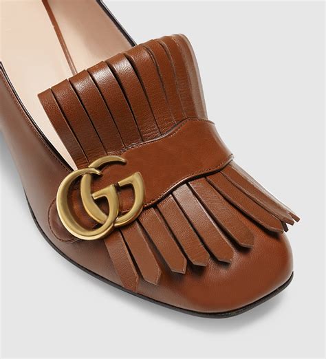 brown gucci pumps|gucci suede mid heel pump.